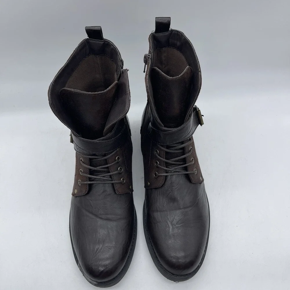 ARider Antonio-01 Men's Size 9.5 Moto Leather Boots Dark Brown Casual Shoes